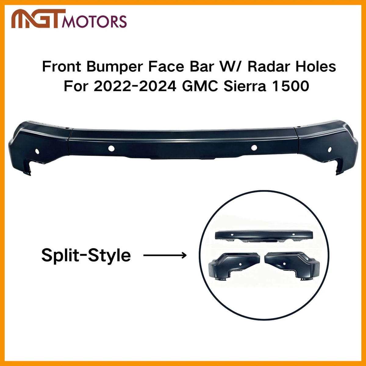 Split-style Front Bumper Face Bar for GMC Sierra 1500 (2022–2024) BS798043