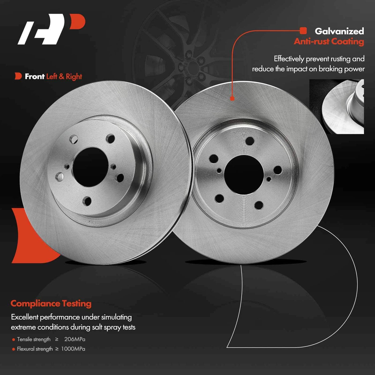 Set of 4 Front Disc Brake Rotors & Ceramic Pads for Subaru Impreza (2002–2011) 31247, BR31247, P-929