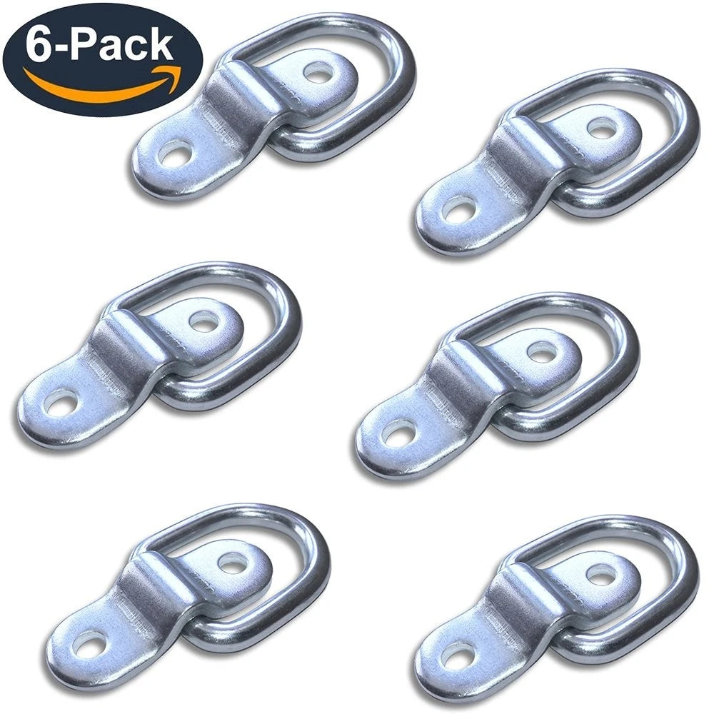 6 Pack D Rings Tie Down Anchors Hooks for Trailer Truck Bed 1/4"