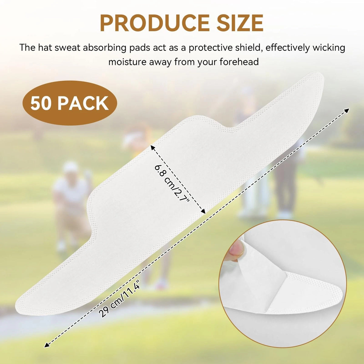 Set of 50 Disposable Hat Sweat Liner Shields 11.4 x 2.7" White