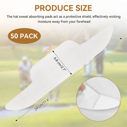 Set of 50 Disposable Hat Sweat Liner Shields 11.4 x 2.7" White