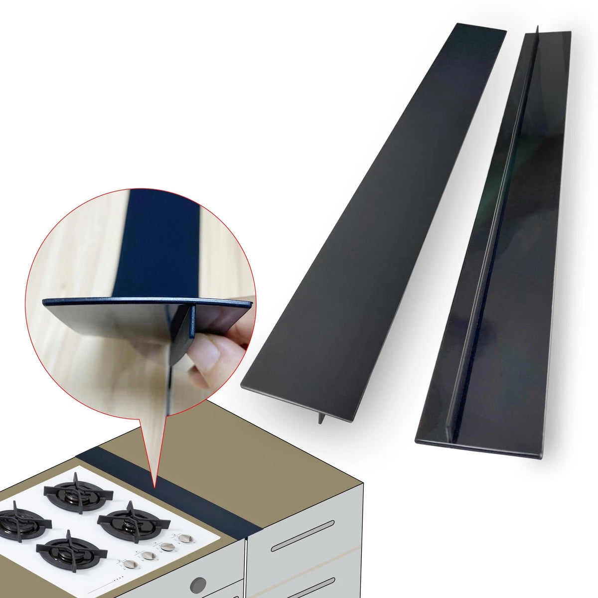 30 Inch Black Stove Gap Cover for Kitchen (30)