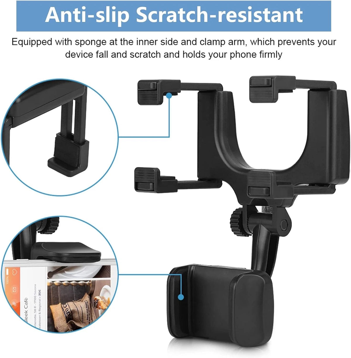360 Rotation Car Rear View Mirror Mount Stand for Universal Vehicles