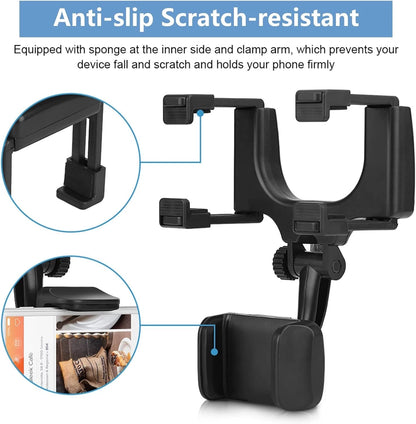 360 Rotation Car Rear View Mirror Mount Stand for Universal Vehicles