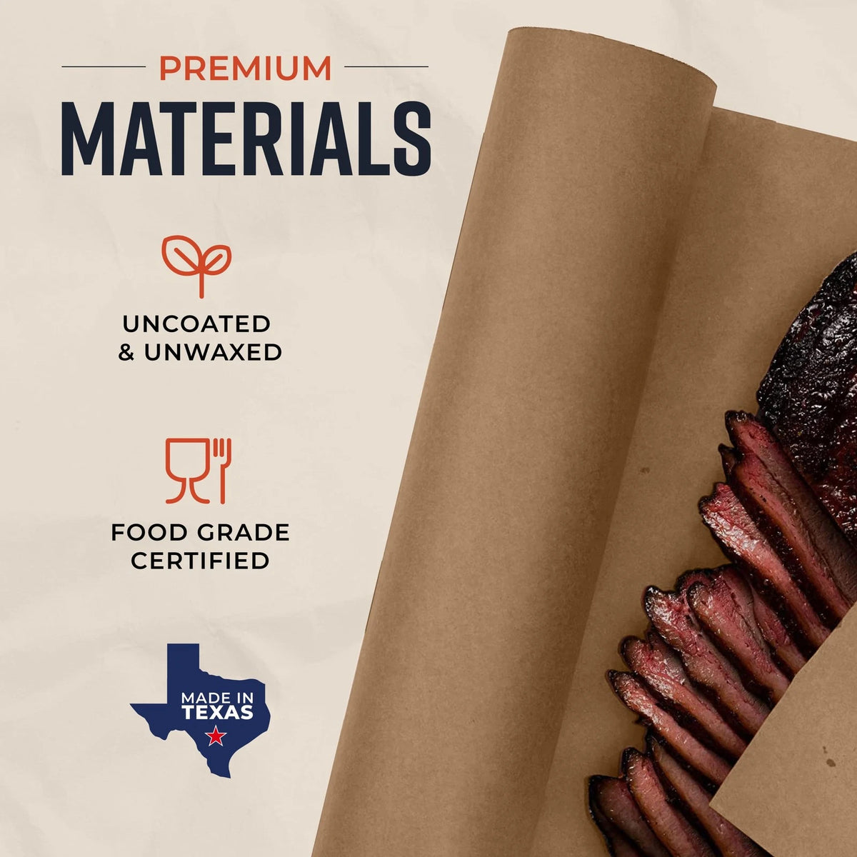 18 Inch Brown Kraft Butcher Paper Roll 150ft for Food Grade Meat Smoking