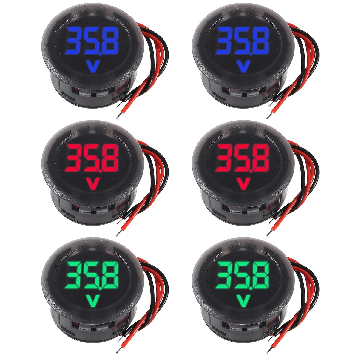 6 Pieces LED Digital Voltage Gauge for Car (DC 4-100V)