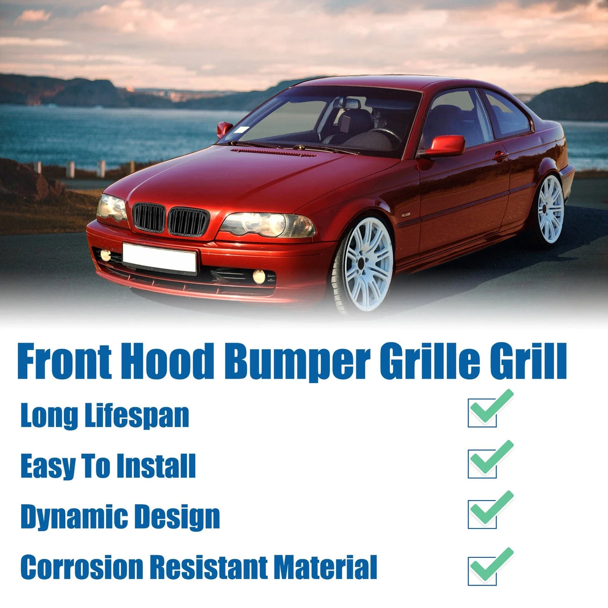 1 Pair Front Hood Bumper Grille for BMW 323i 325i 325xi 328i (2000–2006)