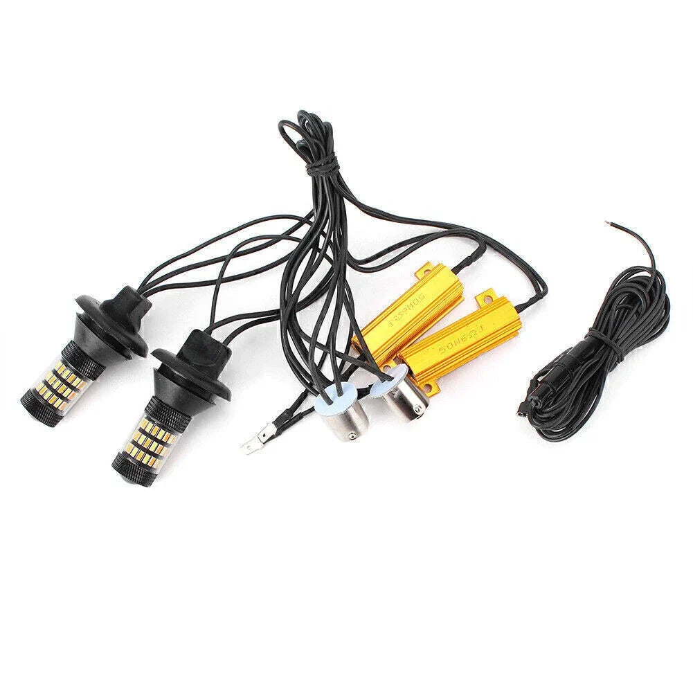 2pcs 1156 P21W Dual-Color Switchback LED Turn Signal Lamp Lights for