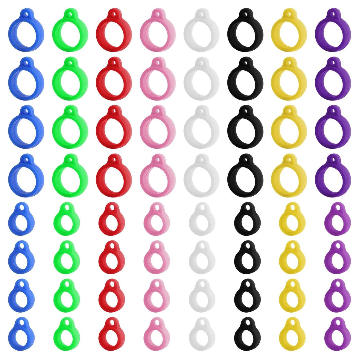 64PCS Anti-Lost Silicone Rubber Rings for Lanyard (Multicolor)