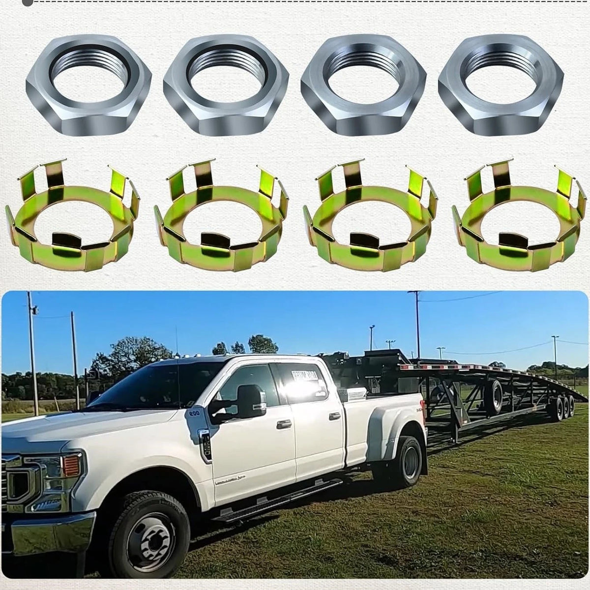 4X Trailer Wheel Axle Nuts & Retainers for Most Axles 2K-8K (6-191, 6-190)