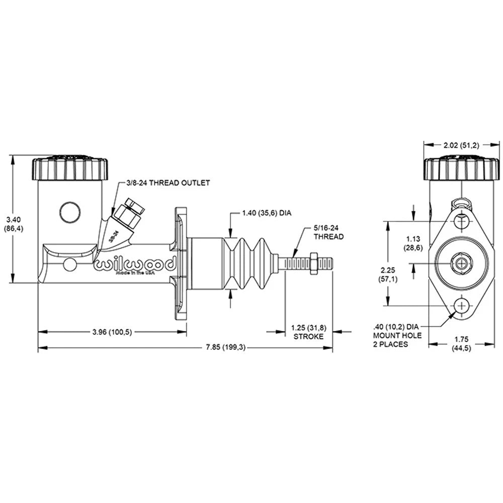 Wilwood 0.75 Inch GS Compact Integral Master Cylinder for 260-15098