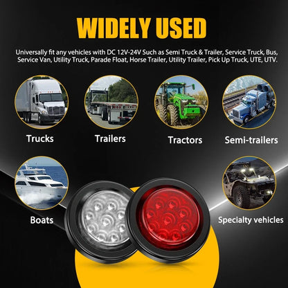 Set of 2 Round 2" LED Side Marker Lights for Truck Trailer (12V)