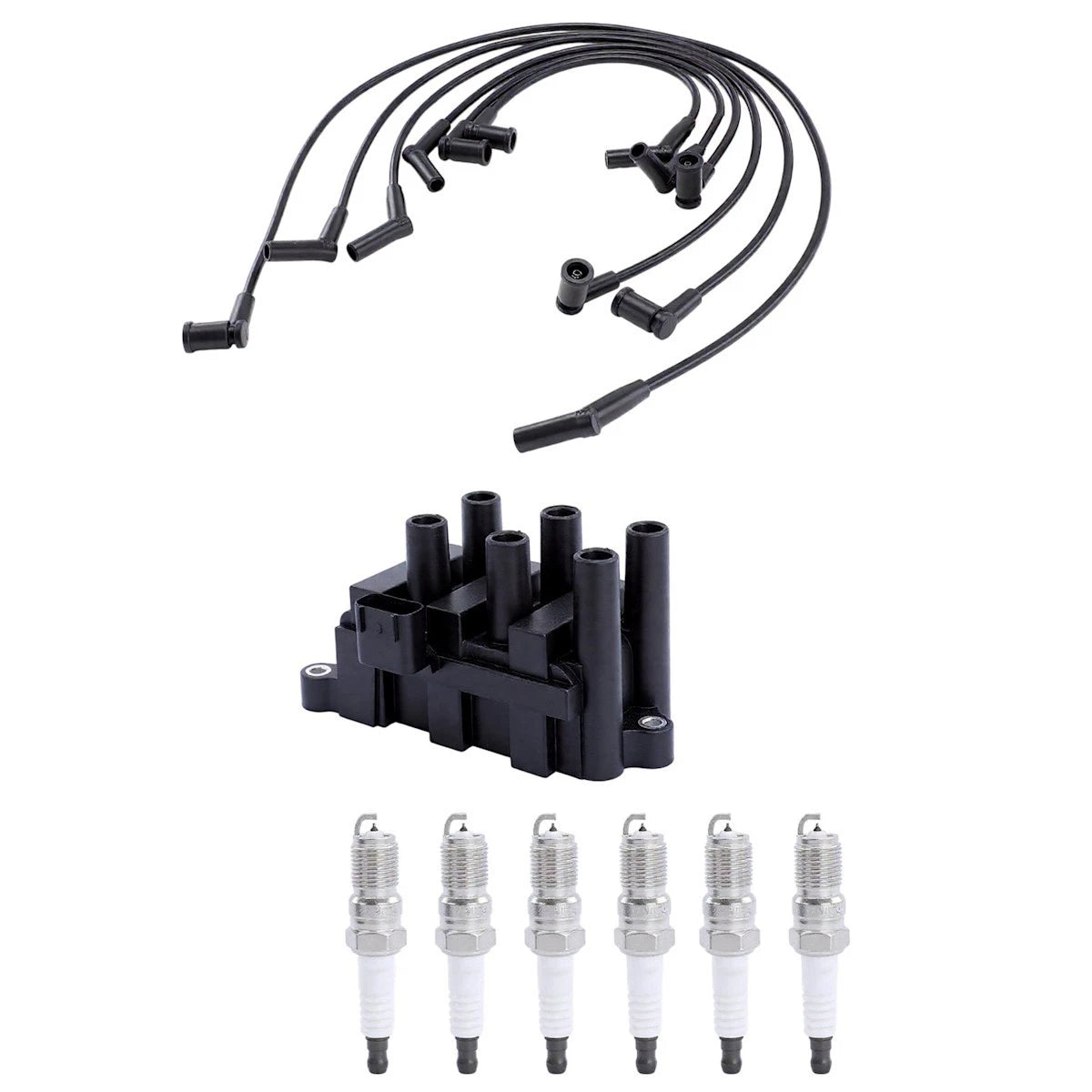 Ignition Coil and Spark Plug Kit for Ford Ranger Mazda B3000 (2001) - 18120488, FD498, 1F2Z12029AC, 1F2U12029AC