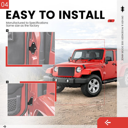 Set of 8 Door Hinge Replacements for Jeep Wrangler JK (2007–2018)