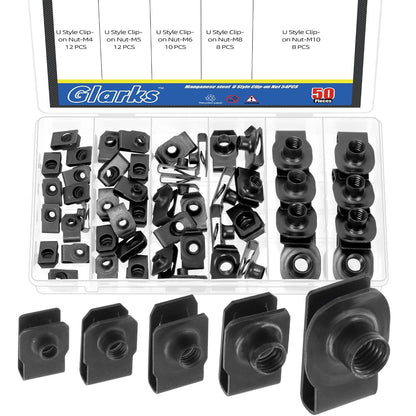 Set of 50 U-Style Bolts for M4 M5 M6 M8 M10 (10.5 cm x 20.5 x 2.8 cm)