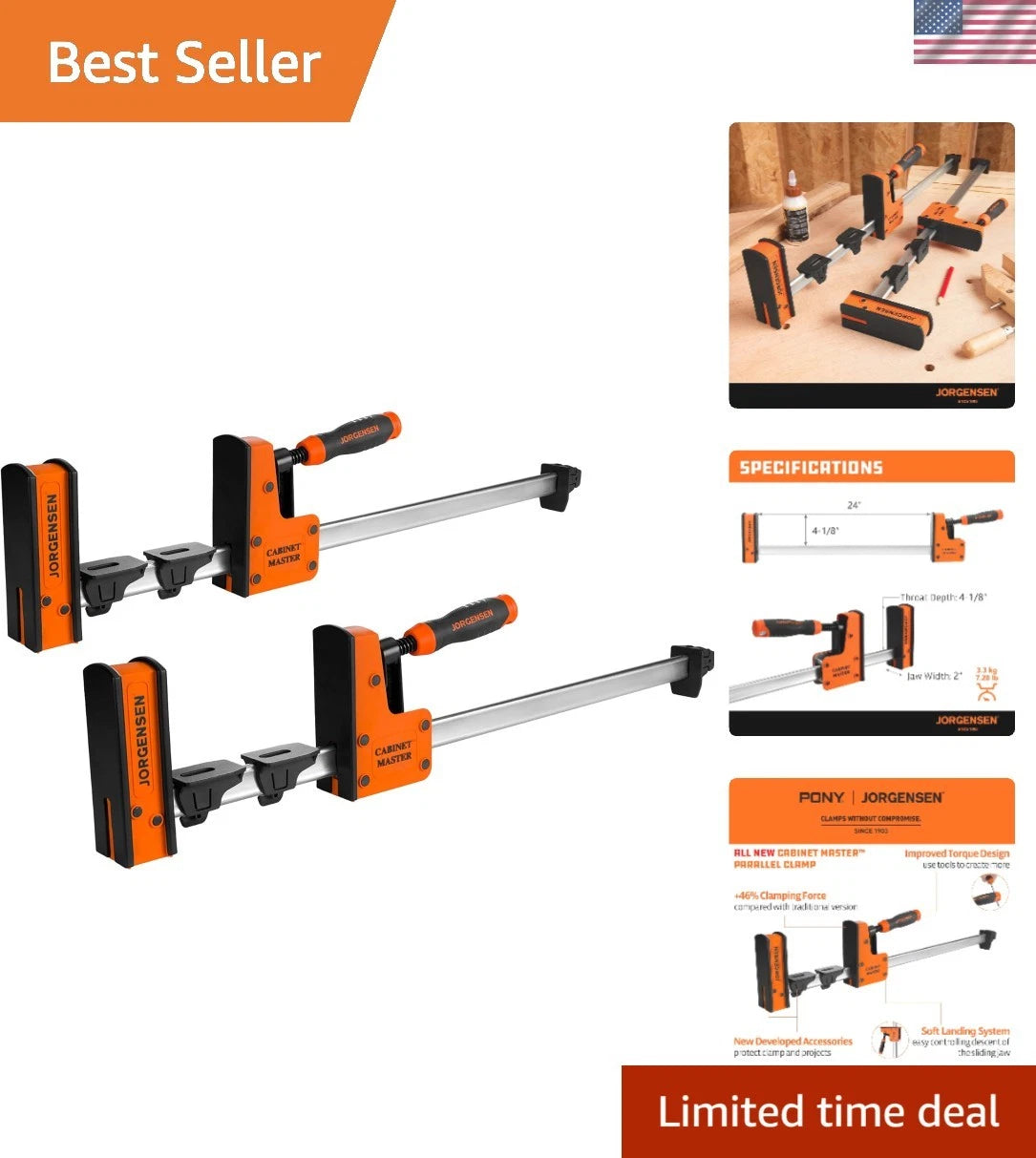 2X Quick Release 24-Inch Parallel Bar Clamps for Tough Steel (2200 lbs Force)