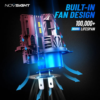 2X H4 9003 LED Headlight Bulbs for NOVSIGHT (NOV A500-N69US-H4)