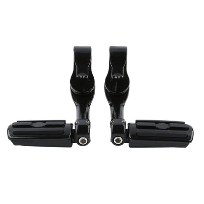 1 1/4" Black Adjustable Highway Long Angled Foot Pegs for Harley