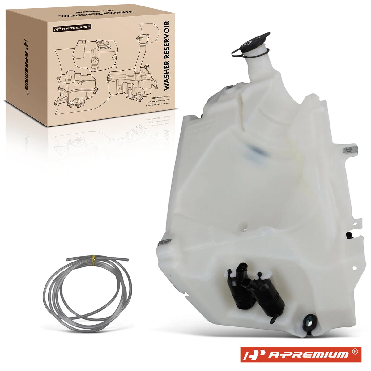 Washer Reservoir w/Cap & Pump & Sensor for Chevy Trailblazer GMC Envoy (2002–2009) - 25796346PFM, GM1288250