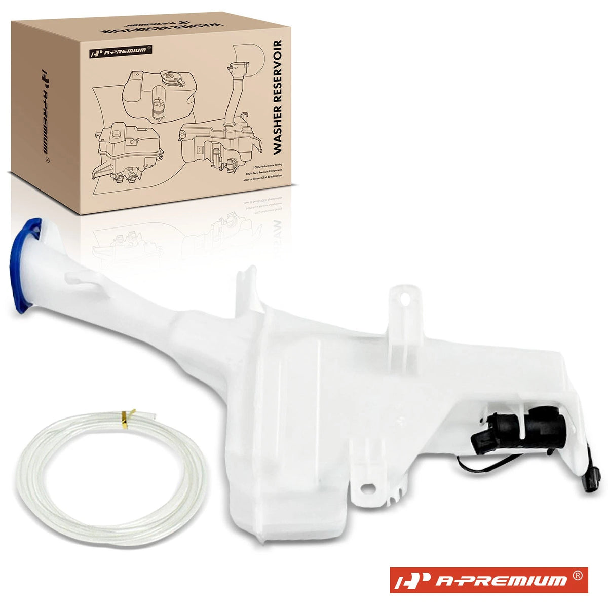Washer Reservoir with Cap & Pump & Fluid Level Sensor for Kia Forte (2014–2018) - 98610B0100, KI1288123
