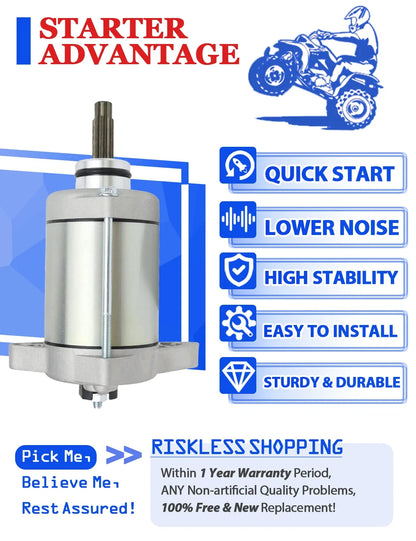 Starter Motor for Honda Pioneer 500 SXS500M/SXS500M2 (2015–2021) with Relay