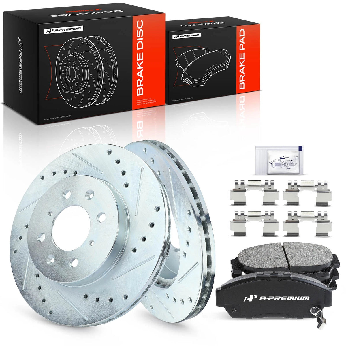 Set of 2 Front Drilled Brake Rotors & Ceramic Pads for Honda Civic (1993–1995) S-3295, P-617