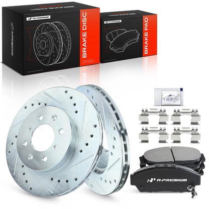 Set of 2 Front Drilled Brake Rotors & Ceramic Pads for Honda Civic (1993–1995) S-3295, P-617