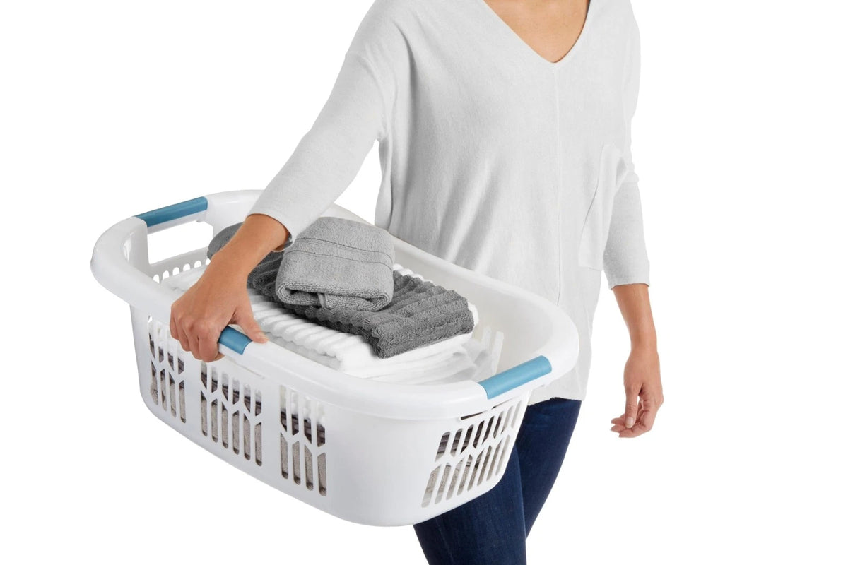 Rubbermaid Large Hip-Hugger Laundry Basket Hamper 1.5 Bushel White