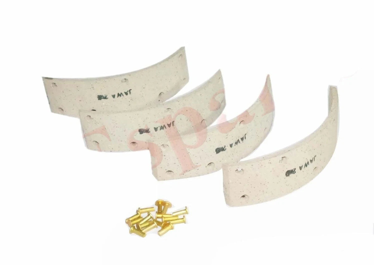 Set of 4 Brake Shoe Linings with Rivets for Jawa Motorcycles