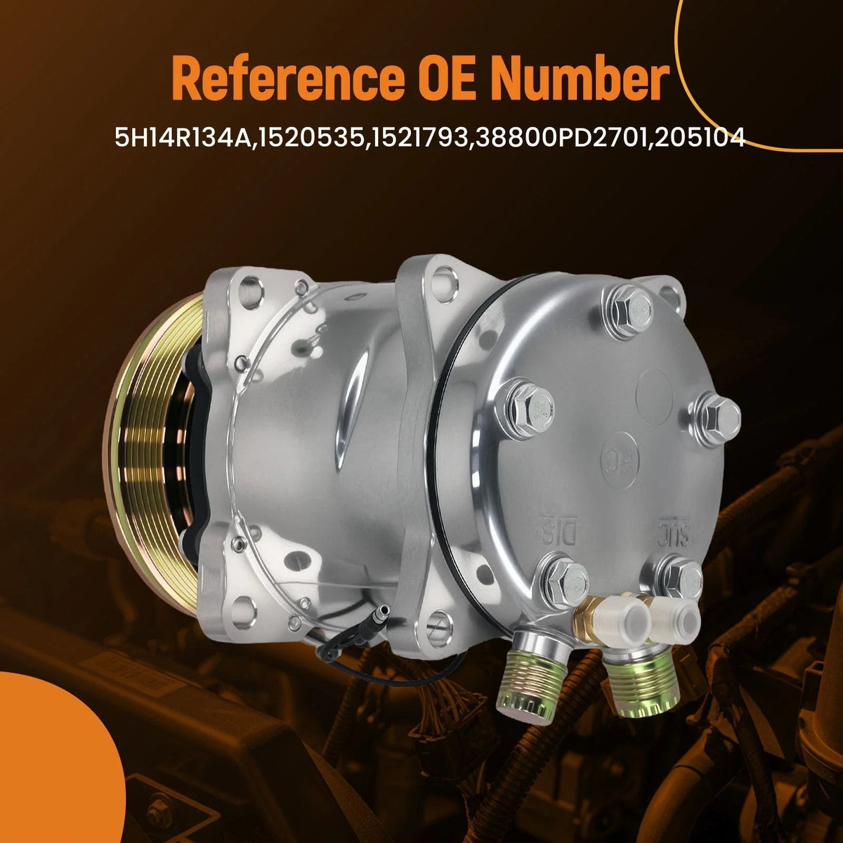 A/C Compressor with 6PK Clutch for Sanden 508 5H14 R134A (1990–2023)