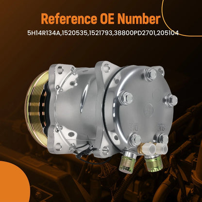 A/C Compressor with 6PK Clutch for Sanden 508 5H14 R134A (1990–2023)