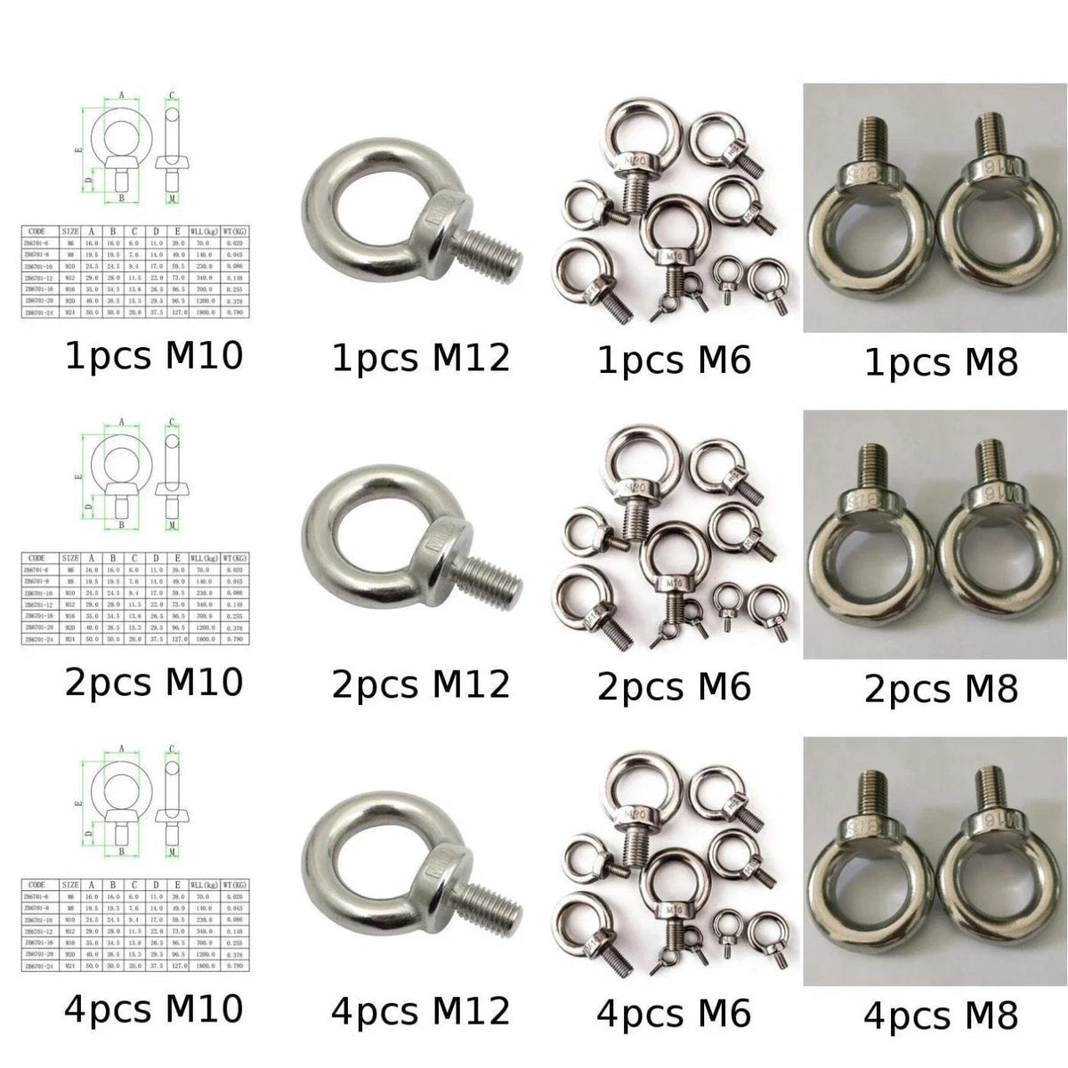 Lifting Eye Bolt M6 for A4 (316 Marine Stainless Steel) (39mm Height)