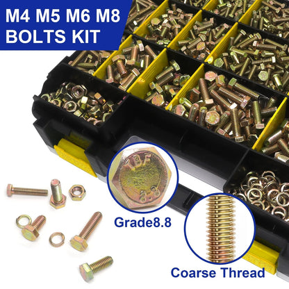 919 Pcs Grade 8.8 Metric Bolt Assortment M4 M5 M6 M8