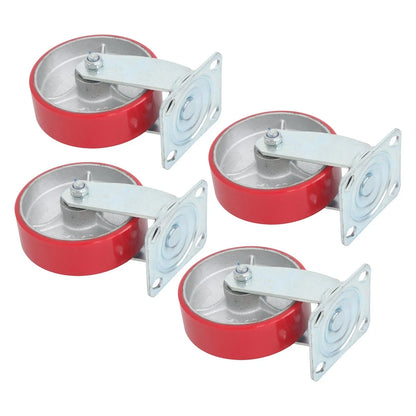 Set of 4 Swivel Caster Wheels 6" × 2" Polyurethane 4800Lbs Capacity