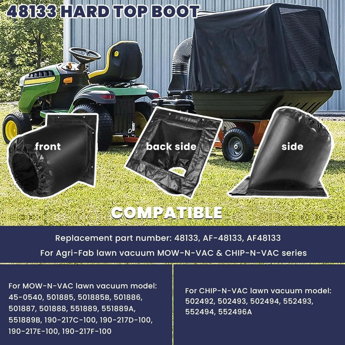 Leaf Vac Hard Top Boot for Agri-Fab MOW-N-VAC (Lawn Mower)
