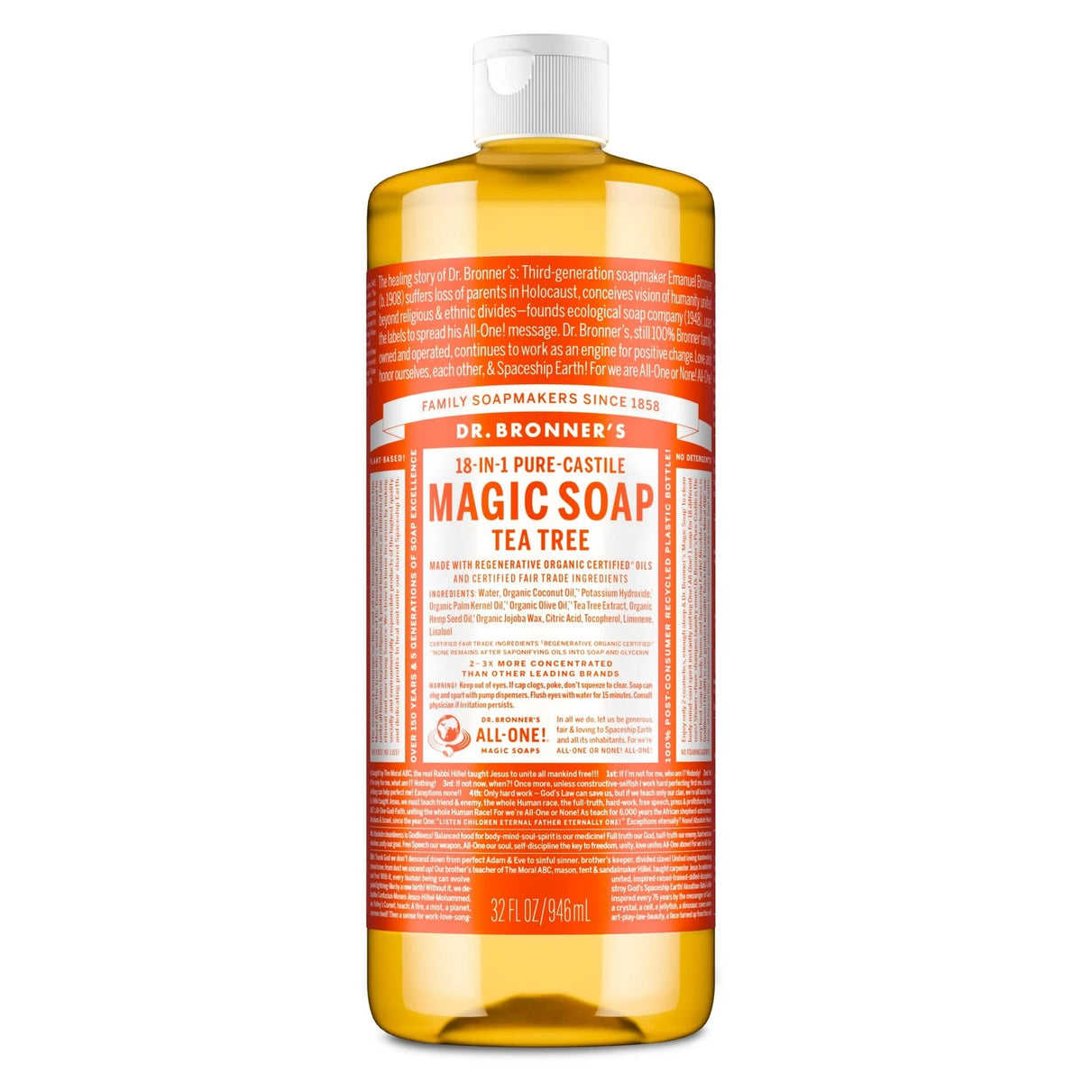 Tea Tree Pure-Castile Magic Soap Liquid for All Uses (32 Fl Oz)
