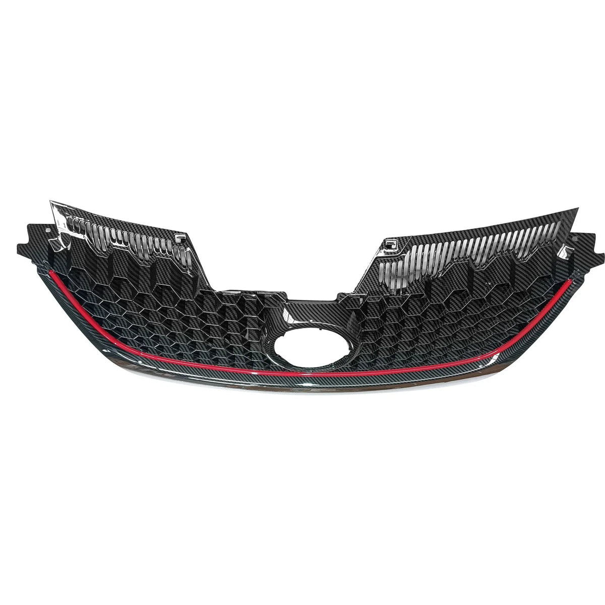Hex Mesh Grille for VW Jetta MK5 (2006–2009) - Carbon Fiber Print Red Trim