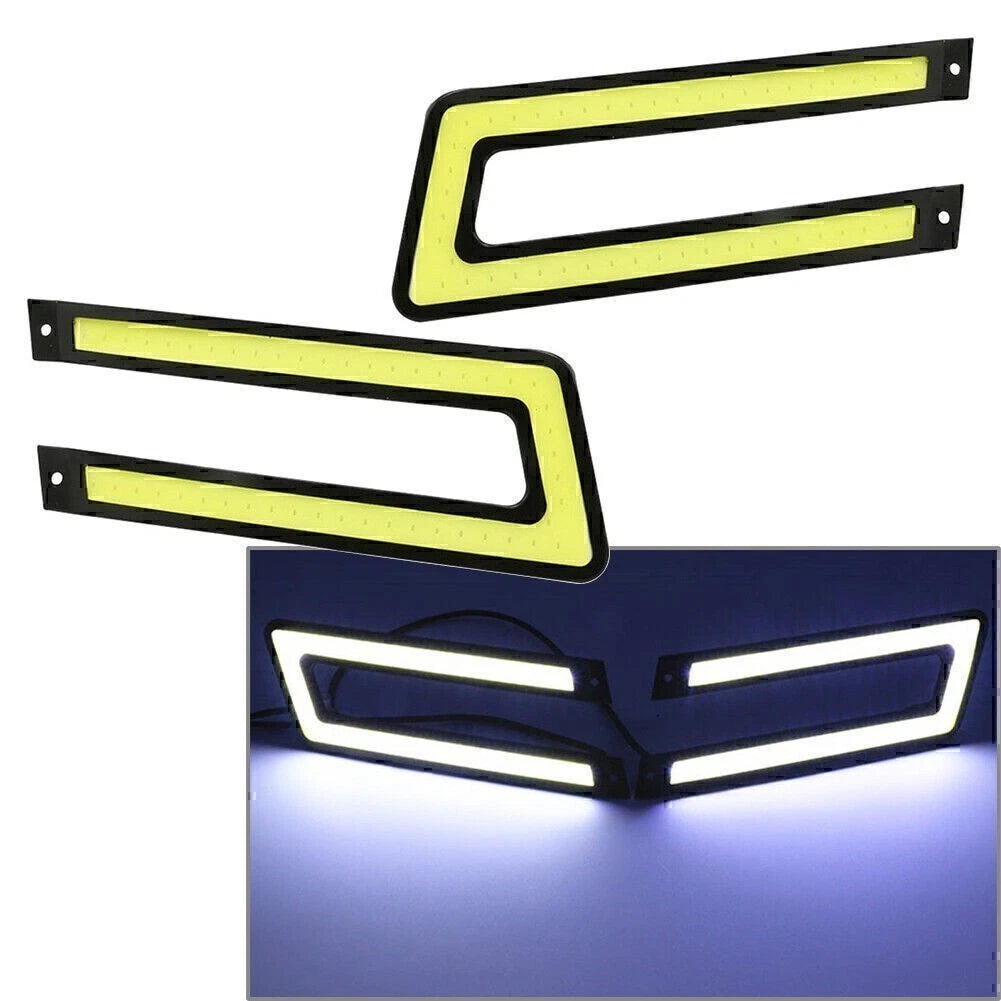 2X White COB DRL LED Daytime Running Lights for Universal Car