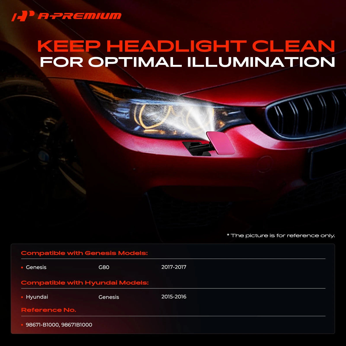 Left Headlight Washer Nozzle for Hyundai Genesis G80 (2015–2017) 98671-B1000