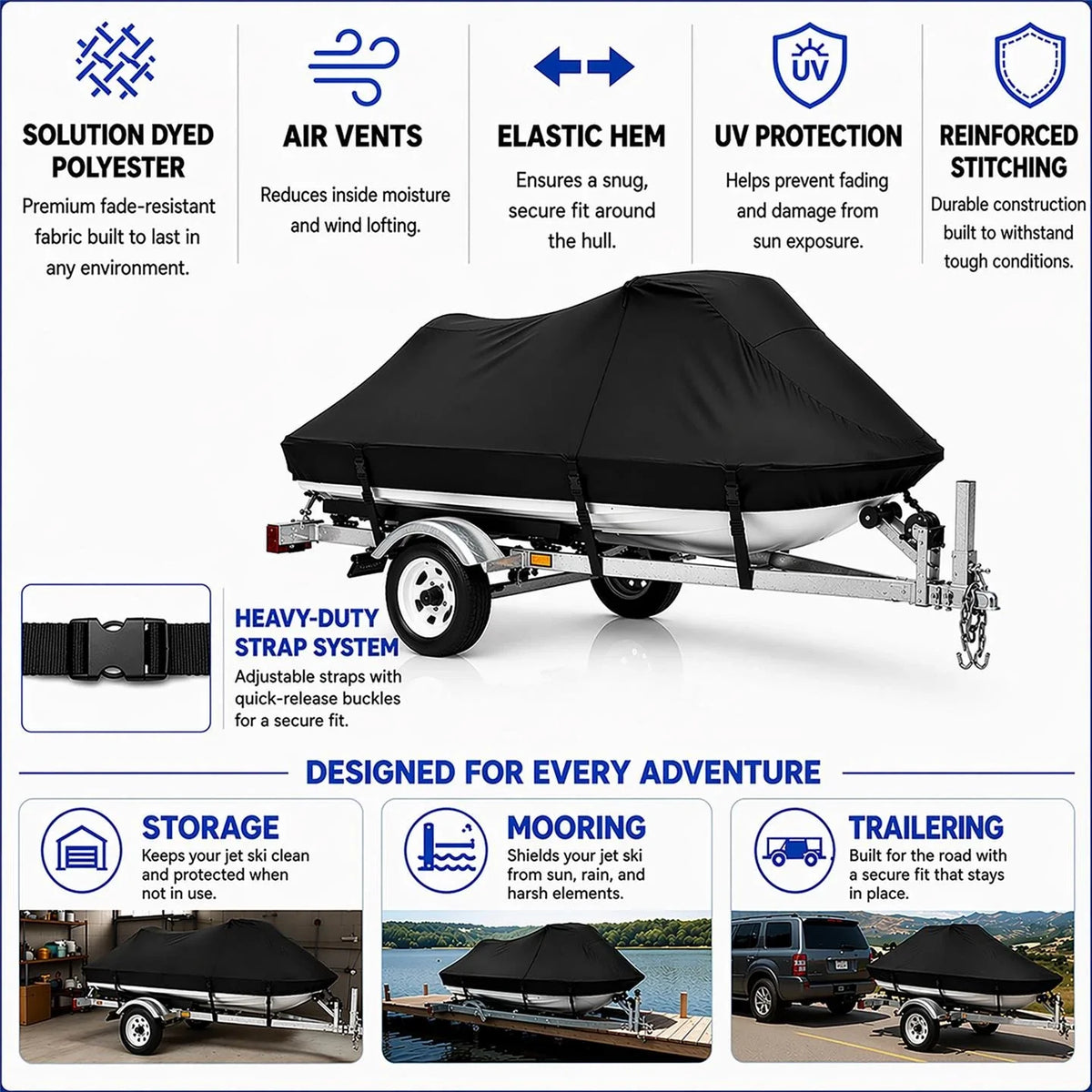 Jet Ski Cover for Sea Doo SeaDoo XP / XP LTD (1997–2003) PWC Black