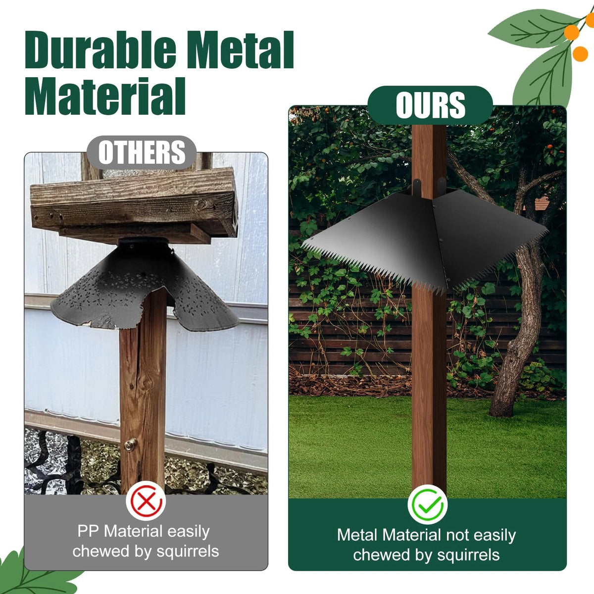 17 Inch Metal Squirrel Baffle for 4x4 Post, Black Guard