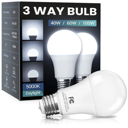 2X 3 Way Light Bulbs for TJOY (40/60/100W Equivalent, 5000K)