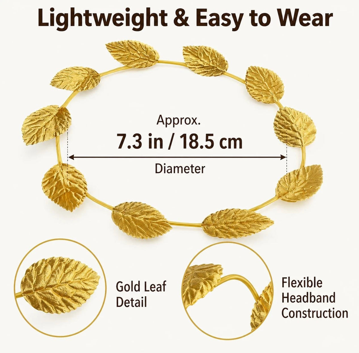 12 Pcs Gold Laurel Crown Wreath Headbands for Greek Goddess Costumes