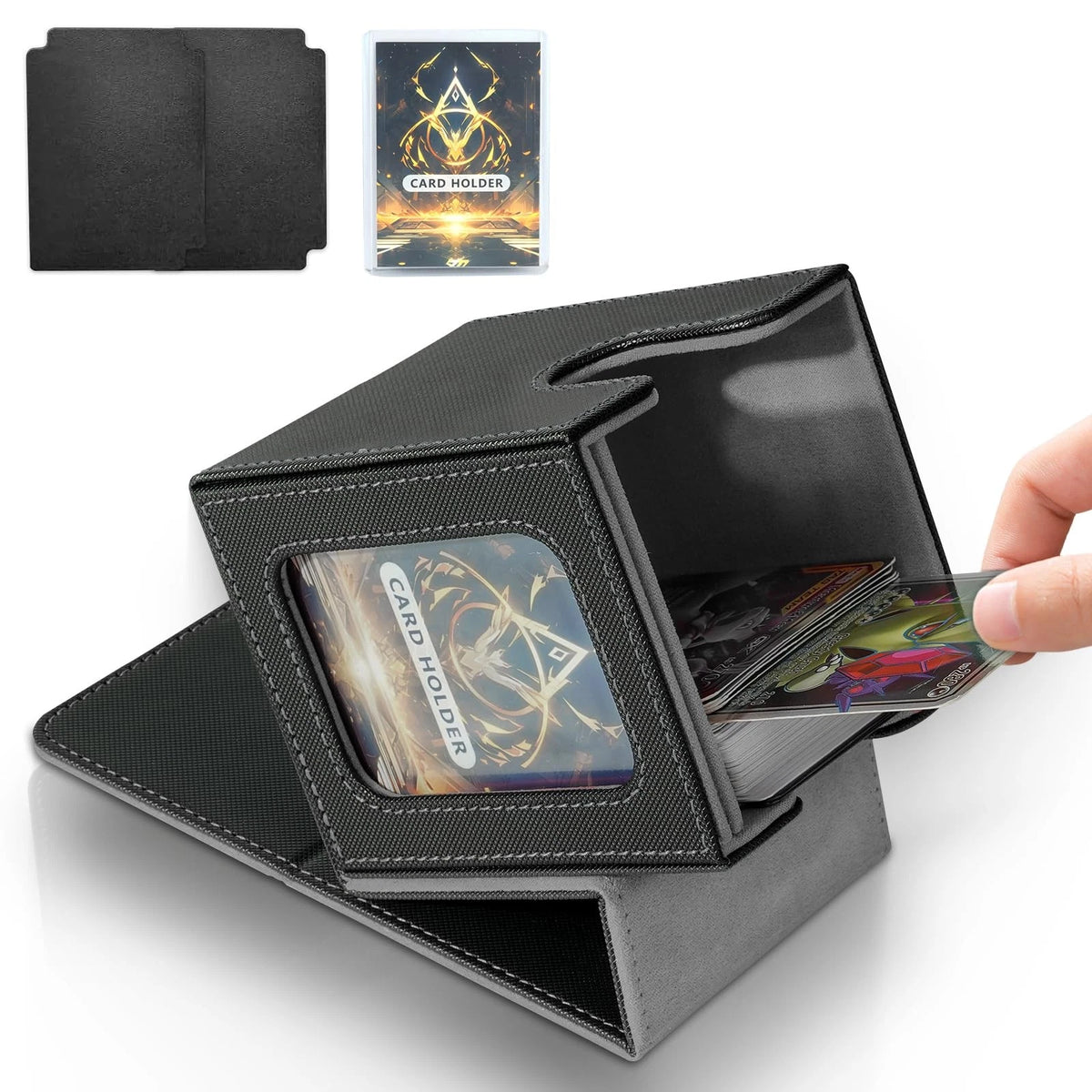 Magnetic Card Deck Box for MTG Commander (Black & Grey)