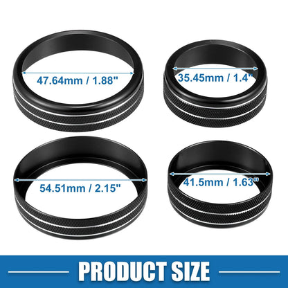 3pcs AC Mode Switch Knob Ring Cover for Nissan Rogue (2021–2022) Black