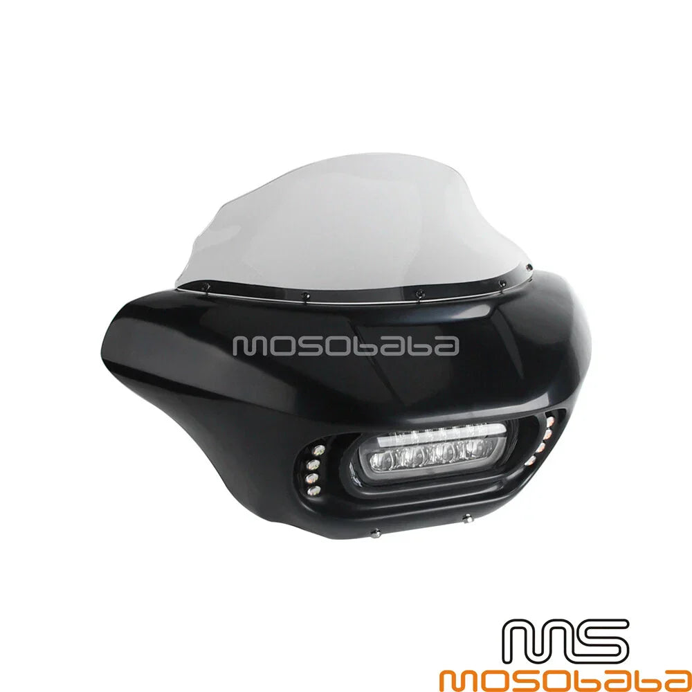 LED Headlight Fairing Windshield w/ Turn Signals for Harley Softail Fat Bob (2018-2023)
