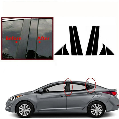 8x Glossy Black Pillar Post Stickers for Hyundai Elantra (2011–2016)