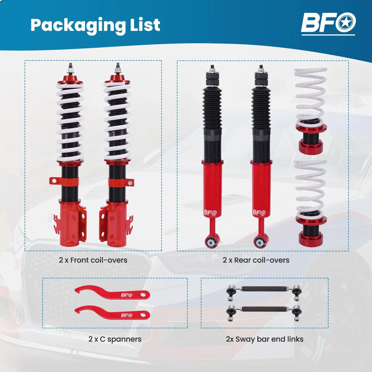 Set of 4 Coilovers Suspension Lowering Kit for Toyota Yaris (2007–2011) & Scion xD (2008–2014)