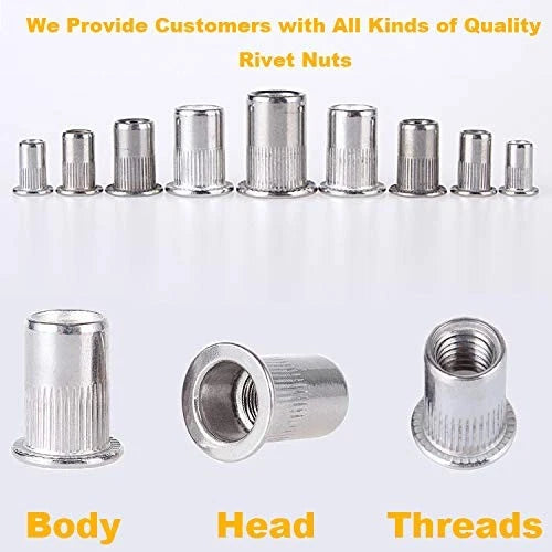 20PC 3/8''-16 Stainless Steel Rivet Nuts Nutsert Threaded (Silver)
