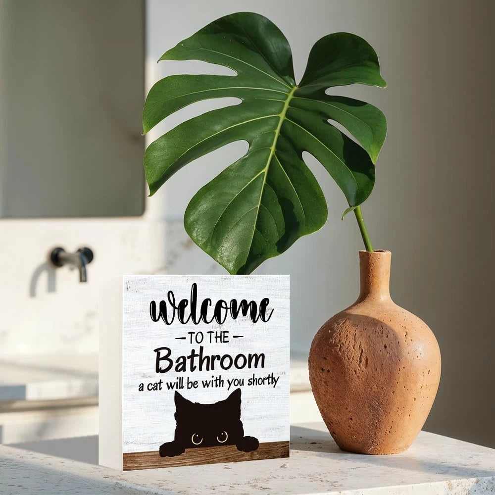 Welcome to The Funny Farmhouse Bathroom Decor 5x5 Inches
